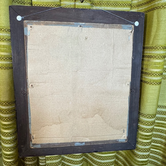 Vintage 1960s bouquet painting on velvet, thick oversized wood framed, damaged - Picture 6 of 6